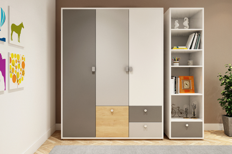 Compact straight kitchen with rusty orange finish